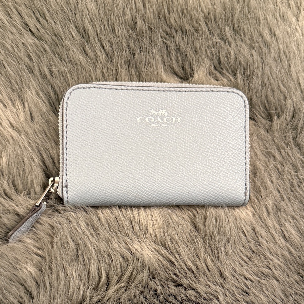 Coach Light Blue Leather Zip Wallet